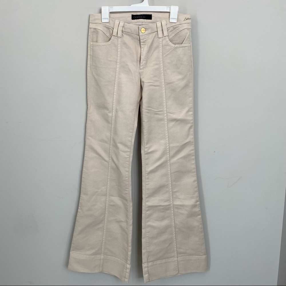 Goldsign Beige Wide Flare Leg Denim Jeans size 30